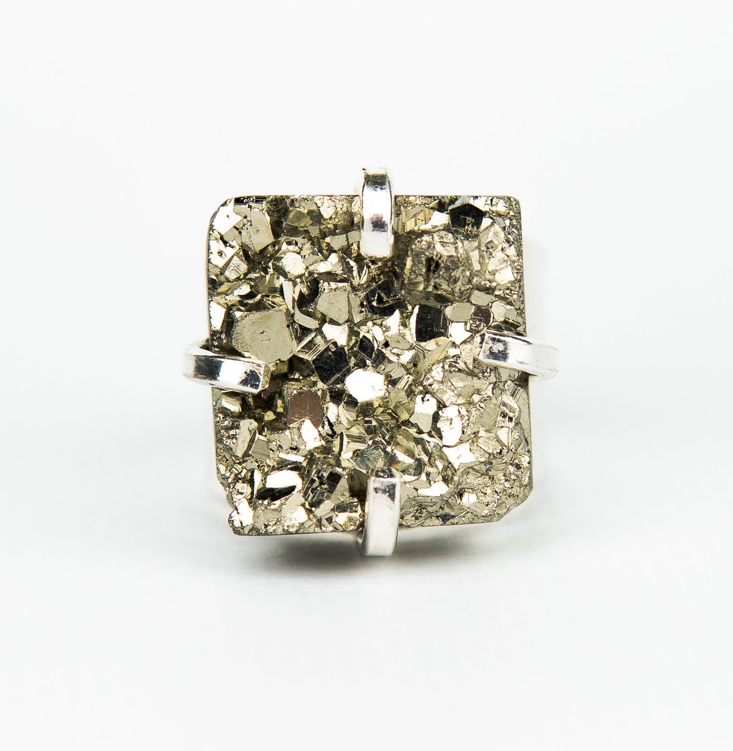 Каблучка з піритом з посрібленням onesize Py-122