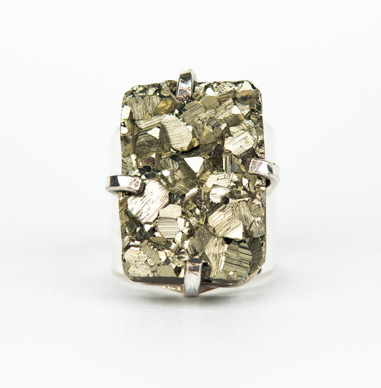 Каблучка з піритом з посрібленням onesize Py-124