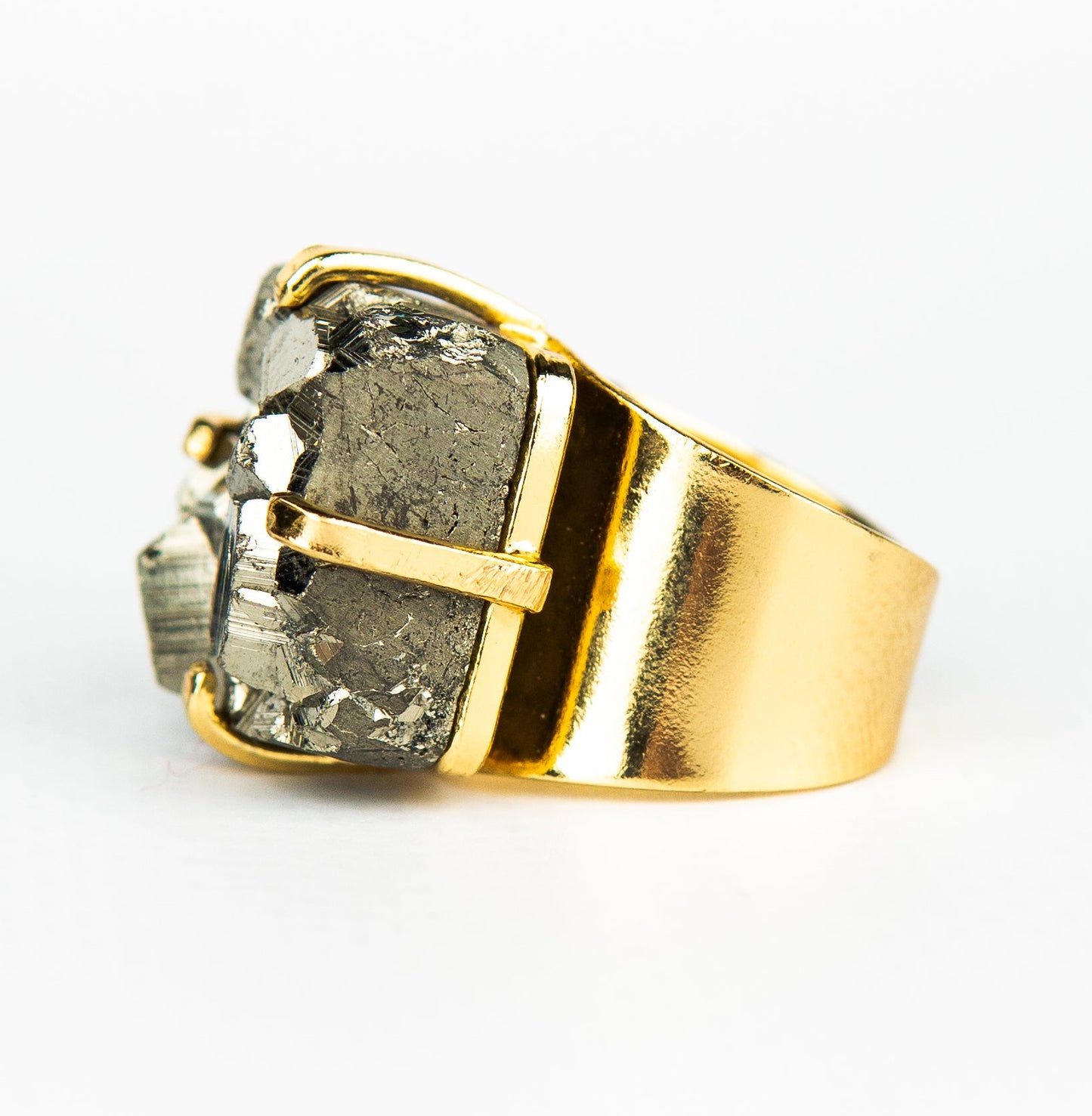 Каблучка з піритом з позолотою onesize Py-121