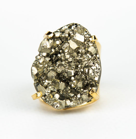 Каблучка з піритом з позолотою onesize Py-122