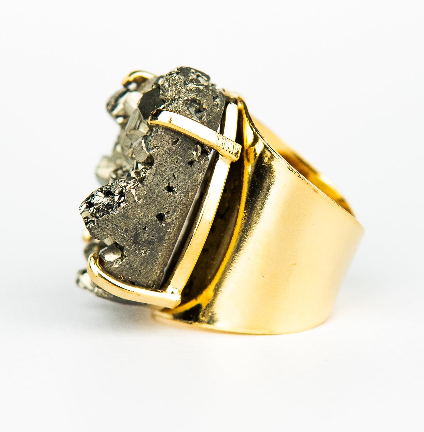 Каблучка з піритом з позолотою onesize Py-122