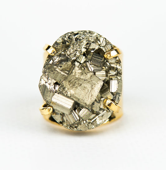 Каблучка з піритом з позолотою onesize Py-123