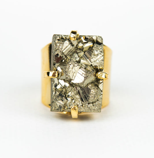 Каблучка з піритом з позолотою onesize Py-125