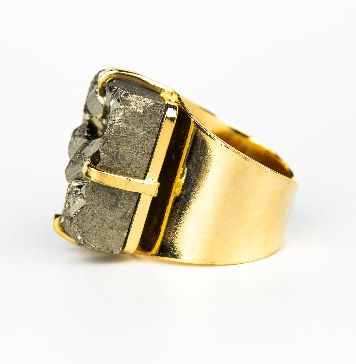 Каблучка з піритом з позолотою onesize Py-125