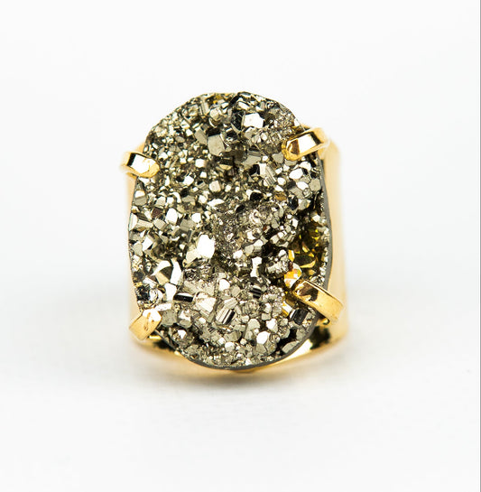 Каблучка з піритом з позолотою onesize Py-127