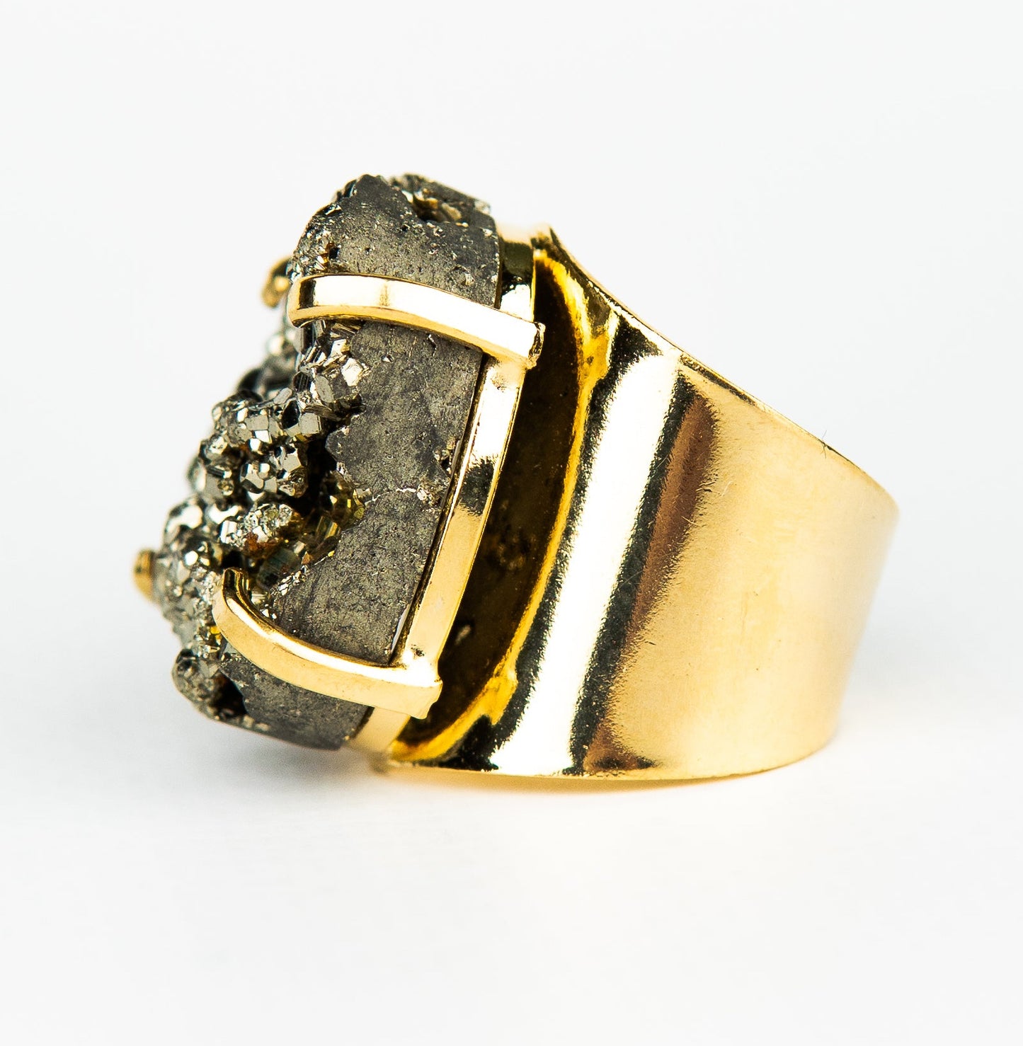 Каблучка з піритом з позолотою onesize Py-127