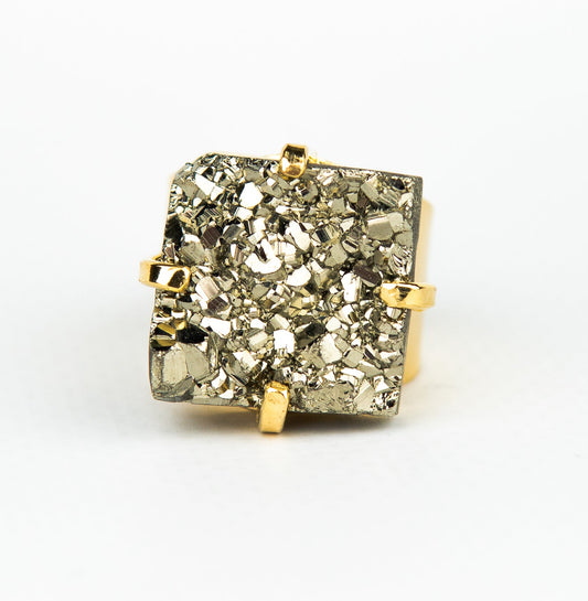 Каблучка з піритом з позолотою onesize Py-128