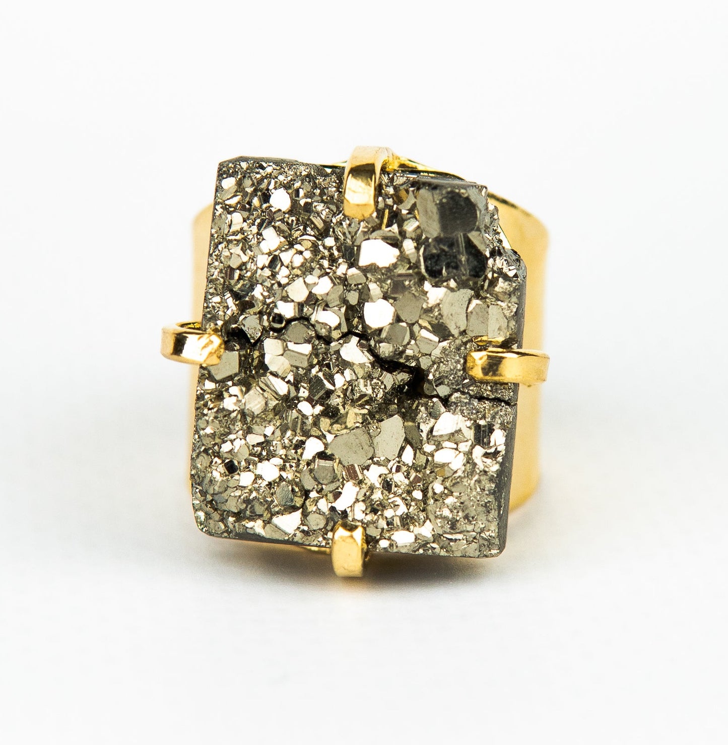 Каблучка з піритом з позолотою onesize Py-130