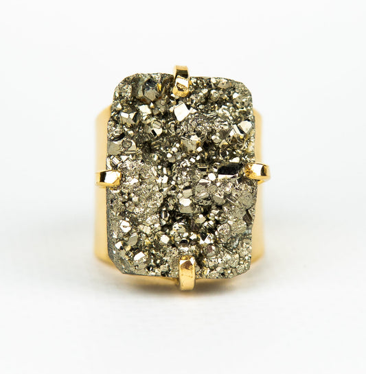 Каблучка з піритом з позолотою onesize Py-131
