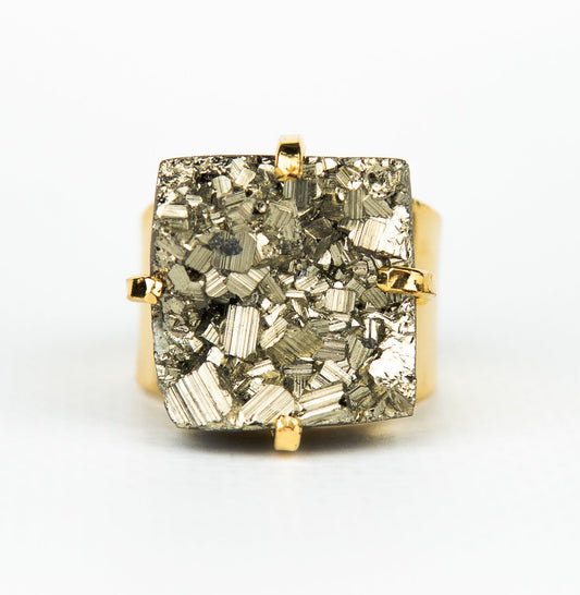 Каблучка з піритом з позолотою onesize Py-132