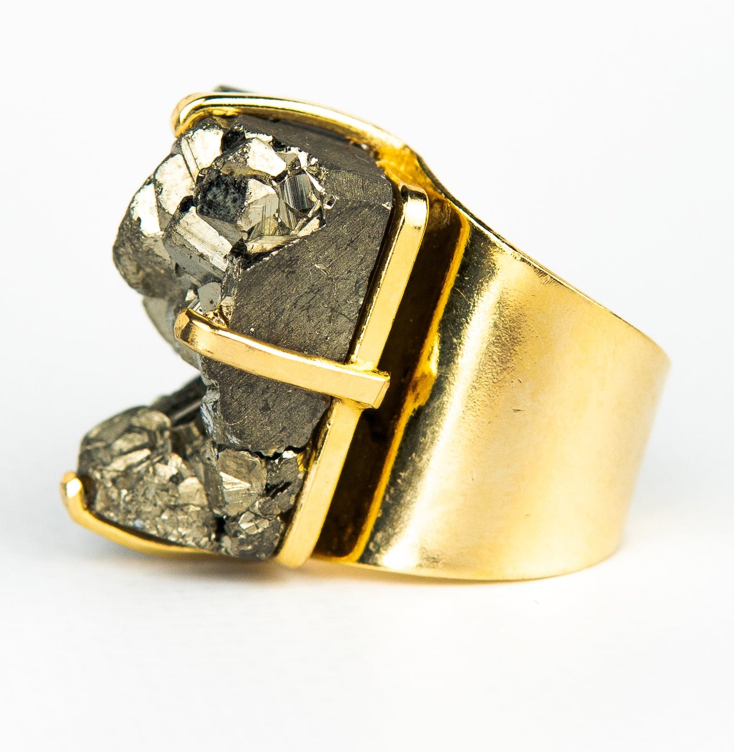 Каблучка з піритом з позолотою onesize Py-134