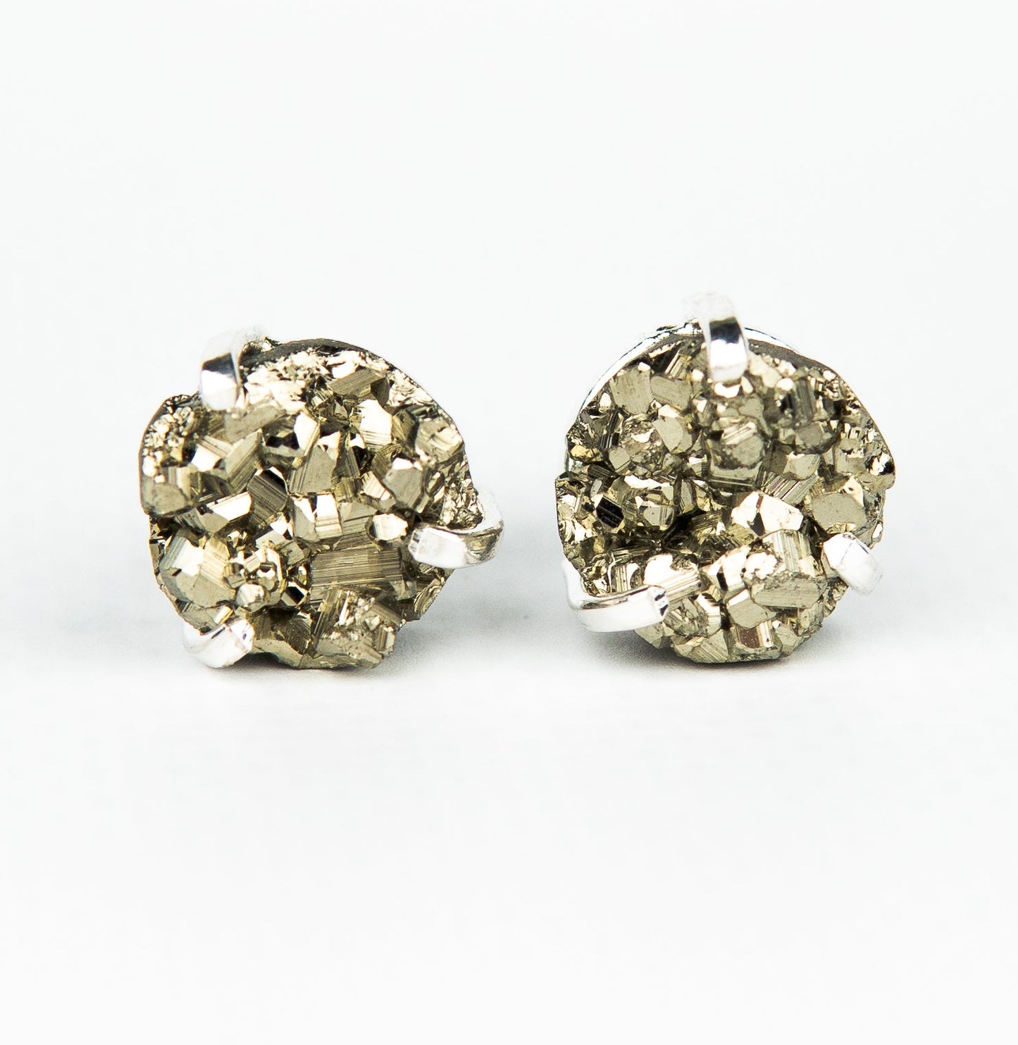 Сережки з піритом з посрібленням onesize Py-15