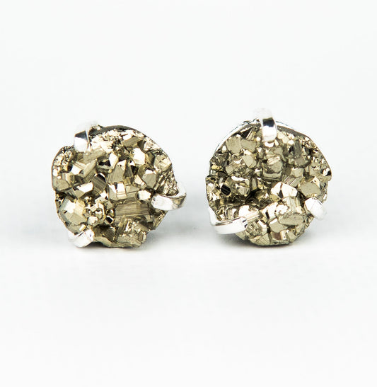 Сережки з піритом з посрібленням onesize Py-15