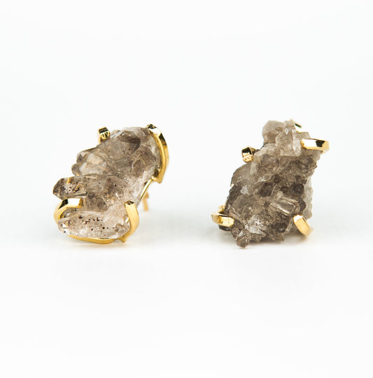 Сережки з димчастим кварцом з позолотою onesize Dm-2