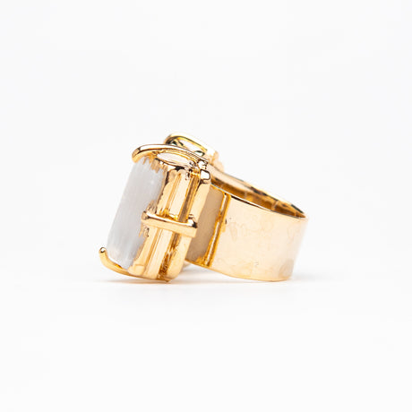 Каблучка з турмаліна та селеніта з позолотою дуал onesize Tuse-9