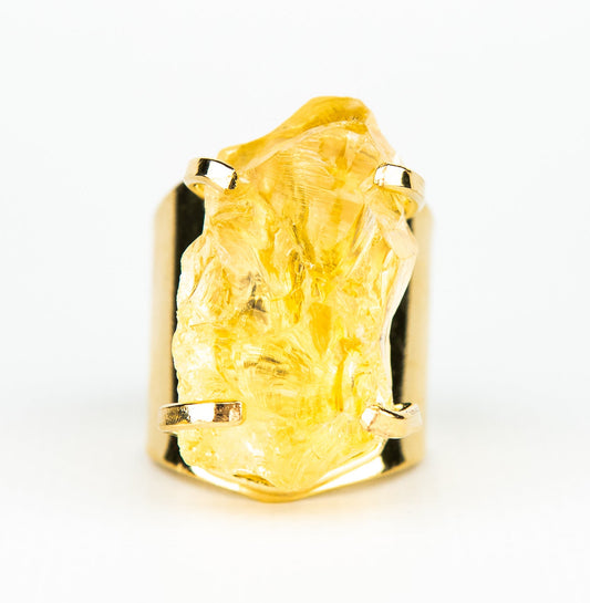 Каблучка з цитрином з позолотою onesize Сt-28