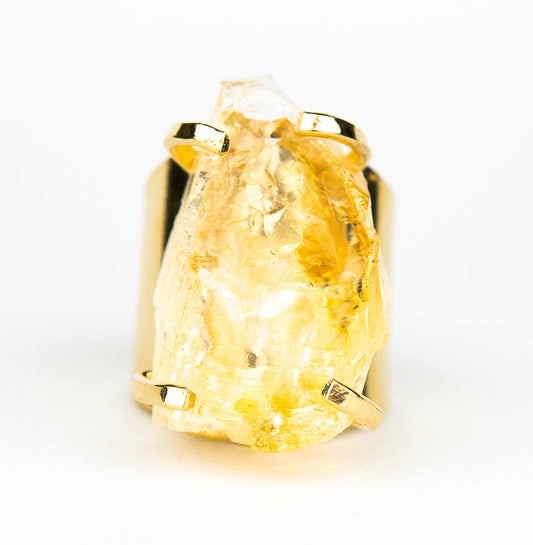 Каблучка з цитрином з позолотою onesize Сt-29