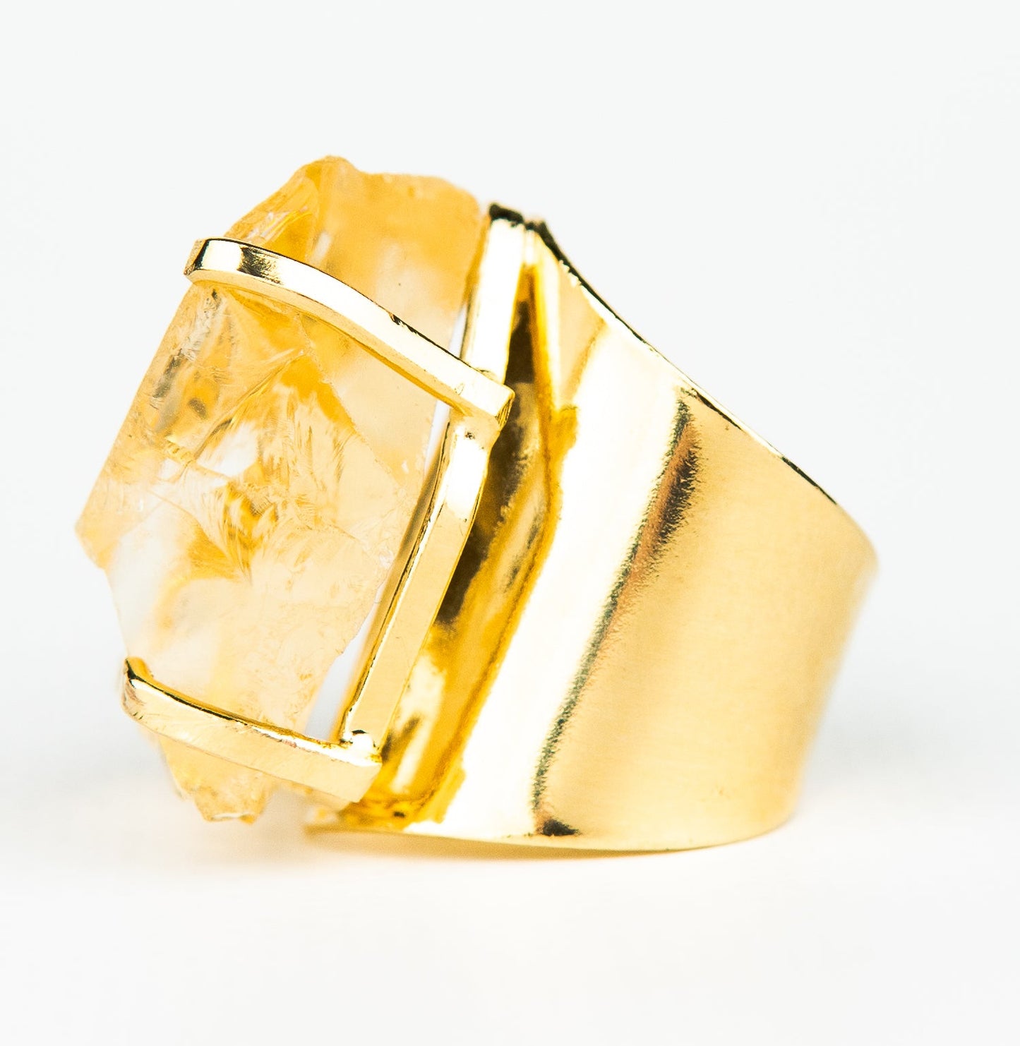 Каблучка з цитрином з позолотою onesize Сt-30