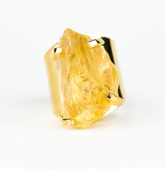 Каблучка з цитрином з позолотою onesize Сt-31