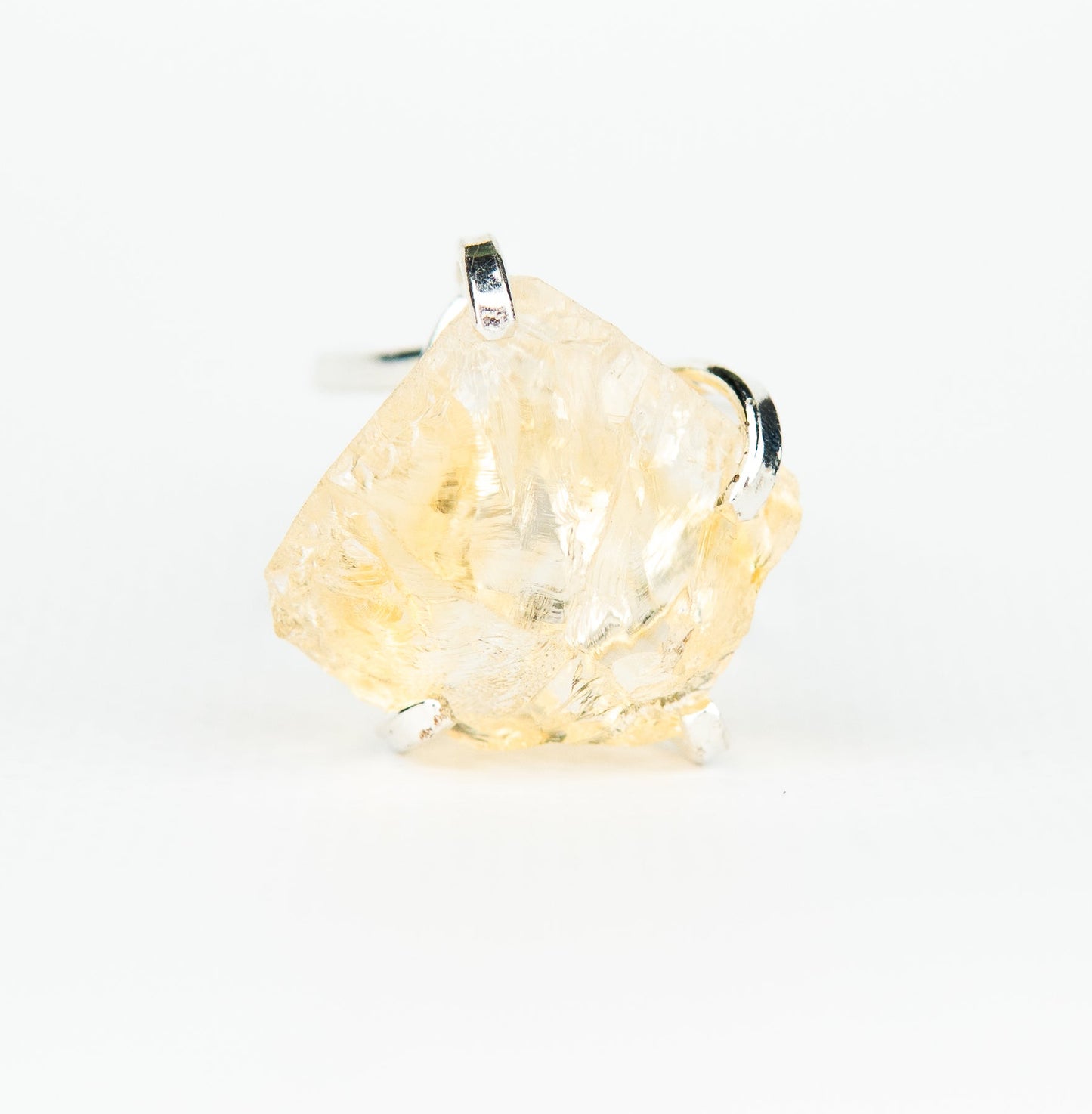 Каблучка з цитрином з посрібленням onesize Сt-39