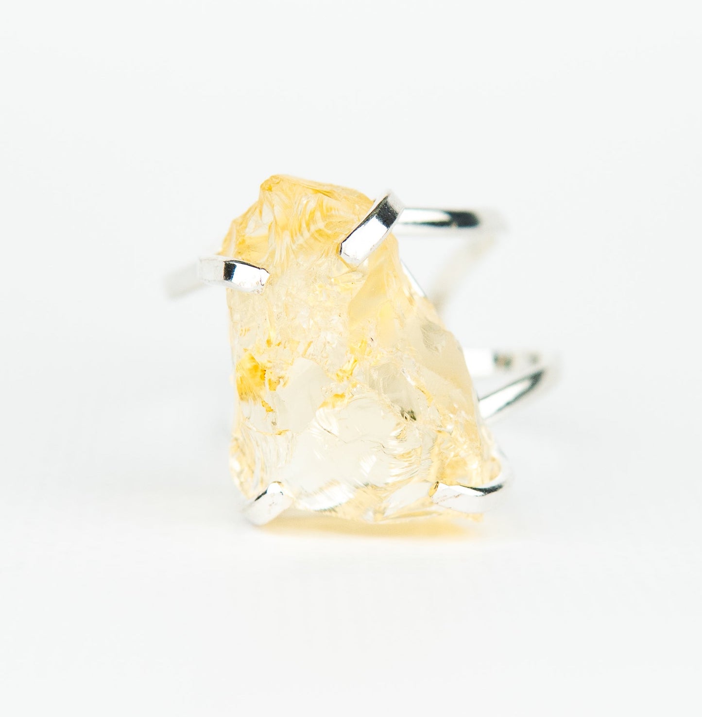 Каблучка з цитрином з посрібленням onesize Сt-41