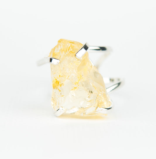 Каблучка з цитрином з посрібленням onesize Сt-41