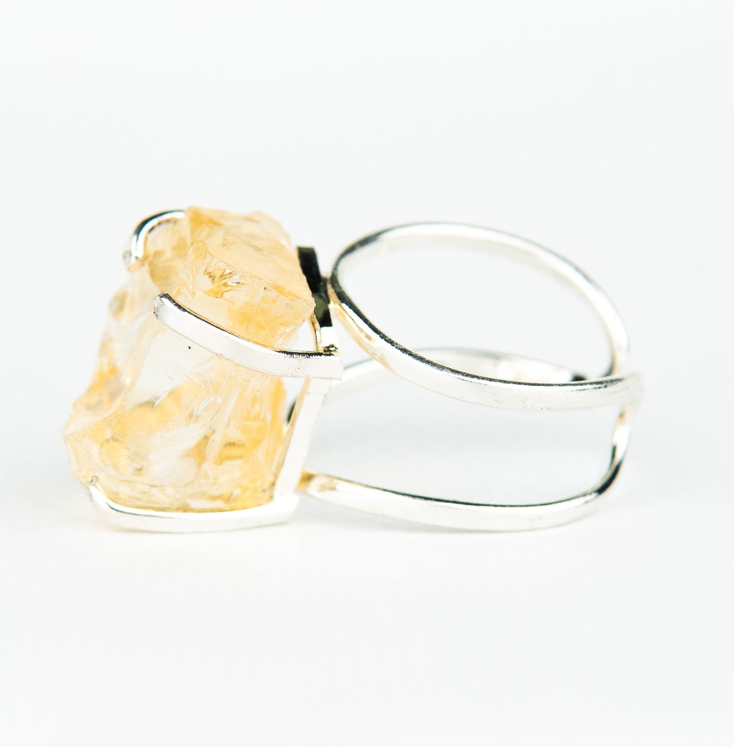 Каблучка з цитрином з посрібленням onesize Сt-42