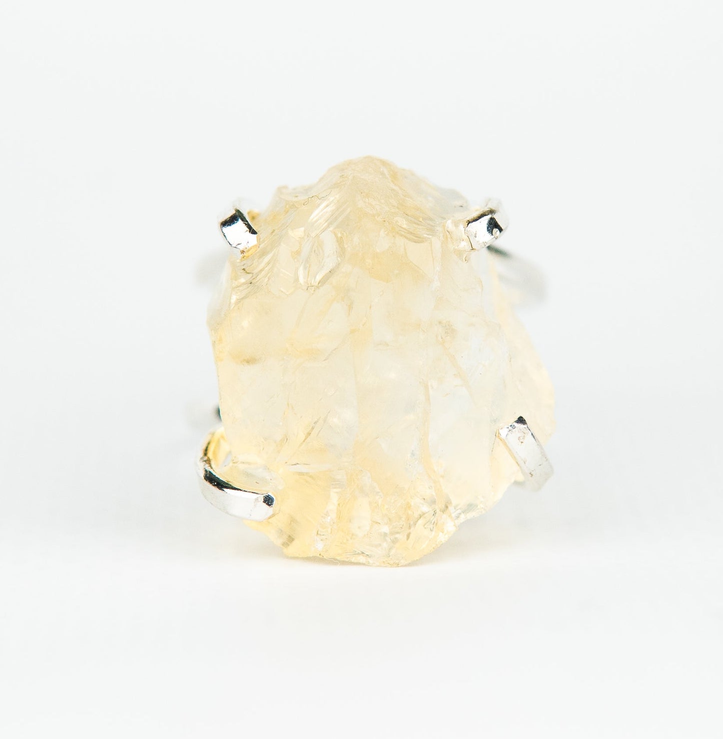 Каблучка з цитрином з посрібленням onesize Сt-43