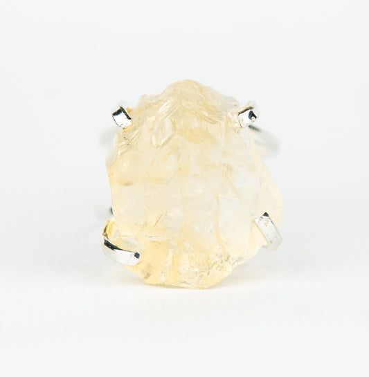 Каблучка з цитрином з посрібленням onesize Сt-43