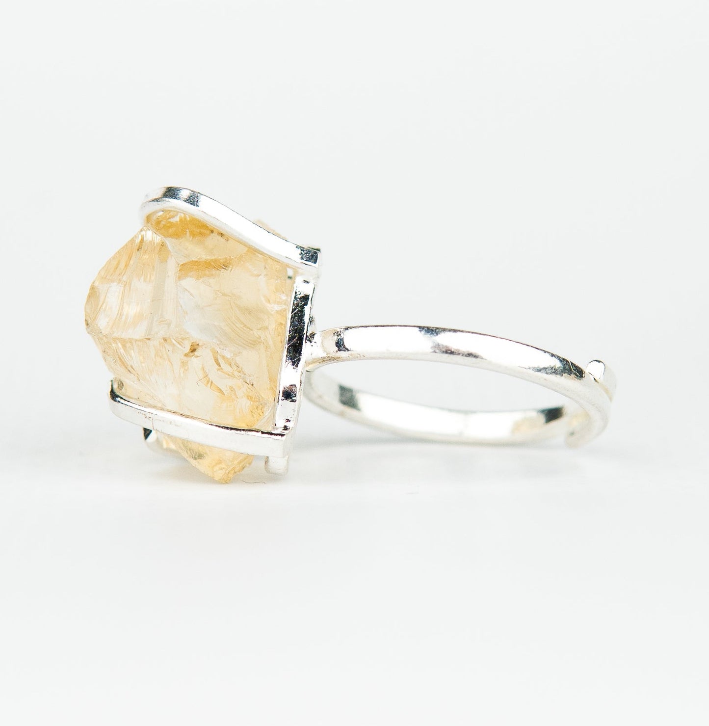 Каблучка з цитрином з посрібленням onesize Сt-50