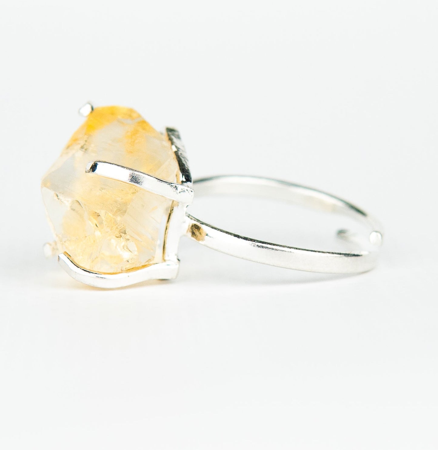 Каблучка з цитрином з посрібленням onesize Сt-52