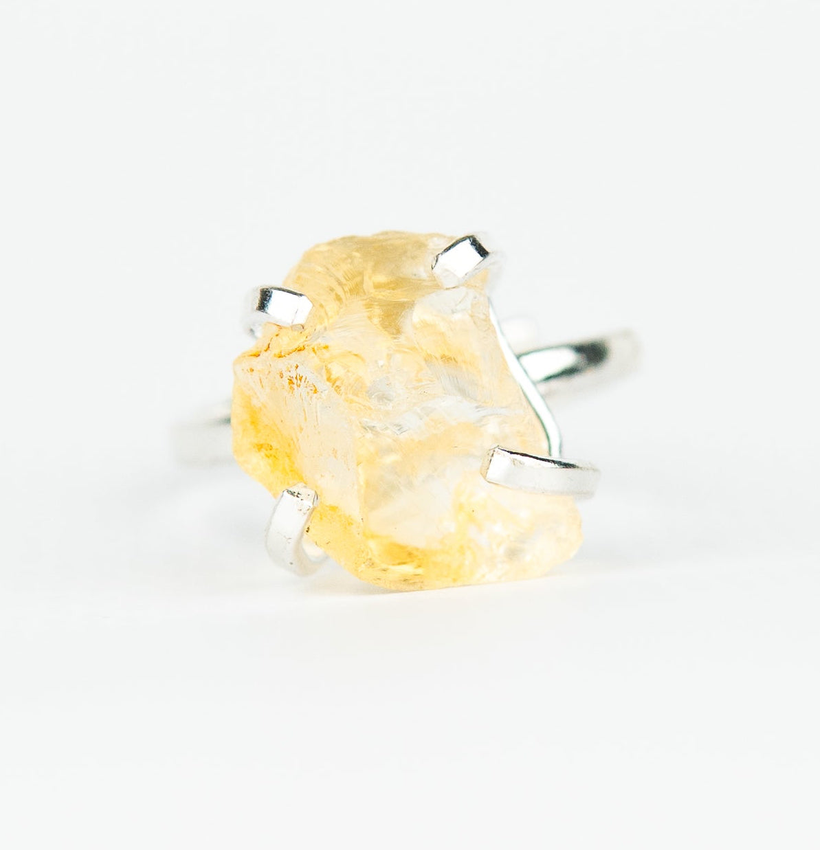 Каблучка з цитрином з посрібленням onesize Сt-53