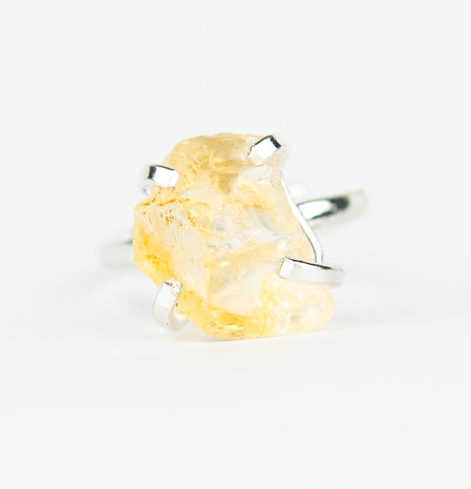 Каблучка з цитрином з посрібленням onesize Сt-53