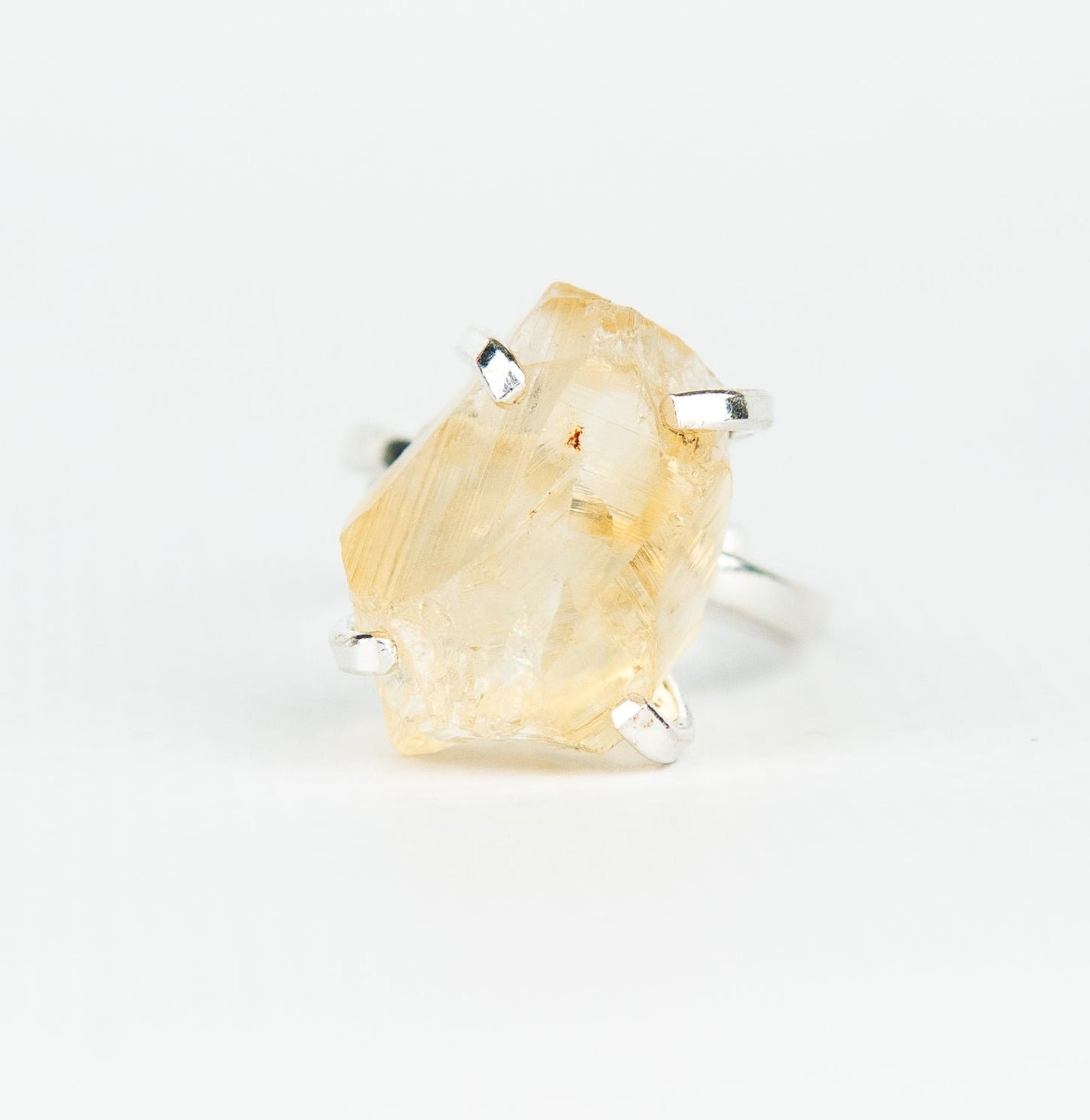 Каблучка з цитрином з посрібленням onesize Сt-54