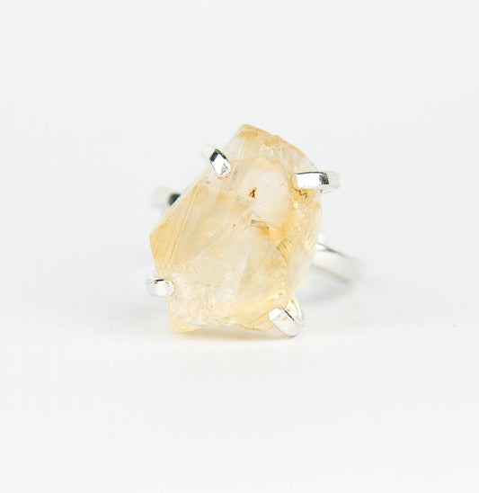 Каблучка з цитрином з посрібленням onesize Сt-54