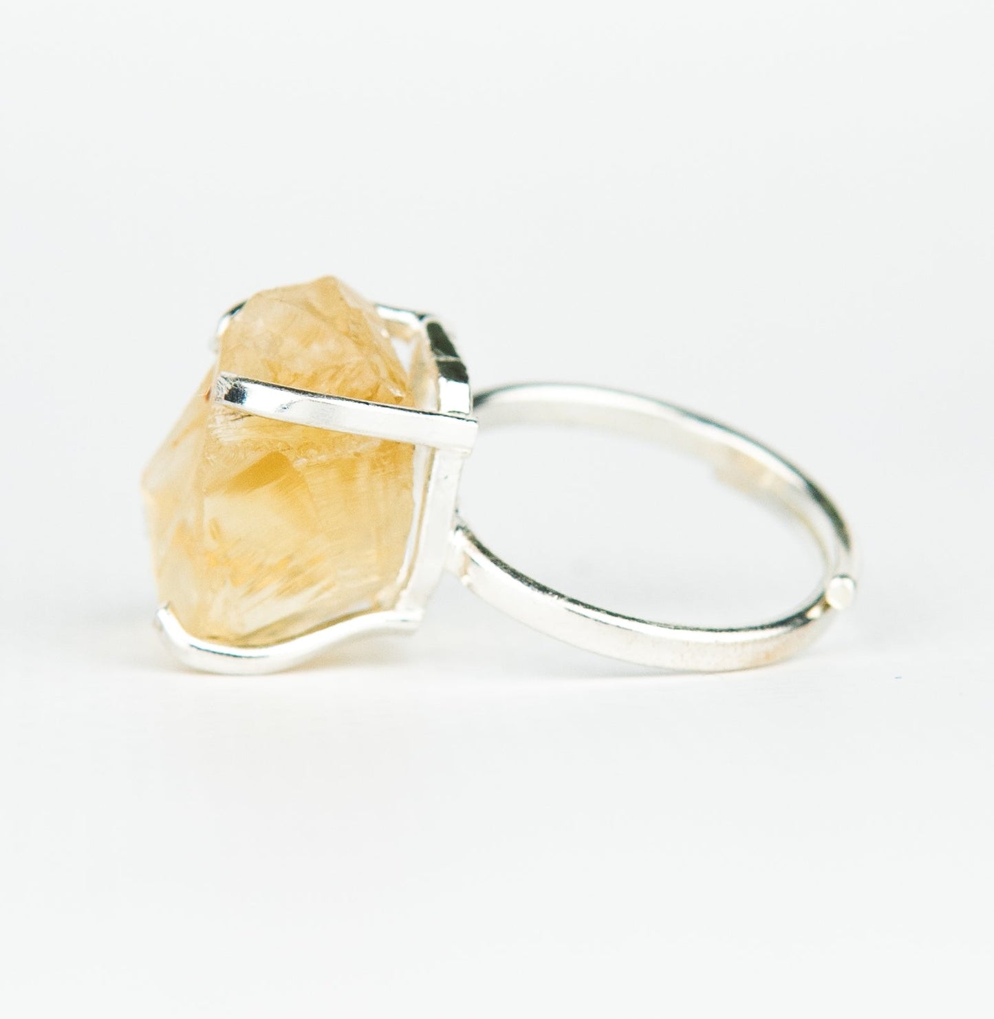 Каблучка з цитрином з посрібленням onesize Сt-54