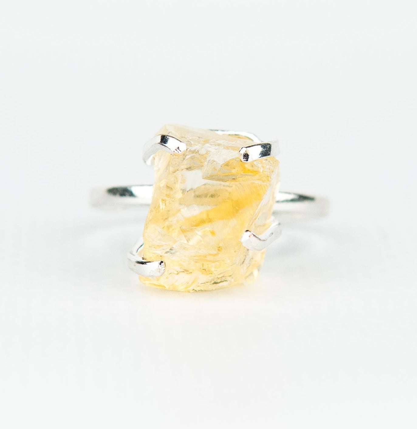 Каблучка з цитрином з посрібленням onesize Сt-56