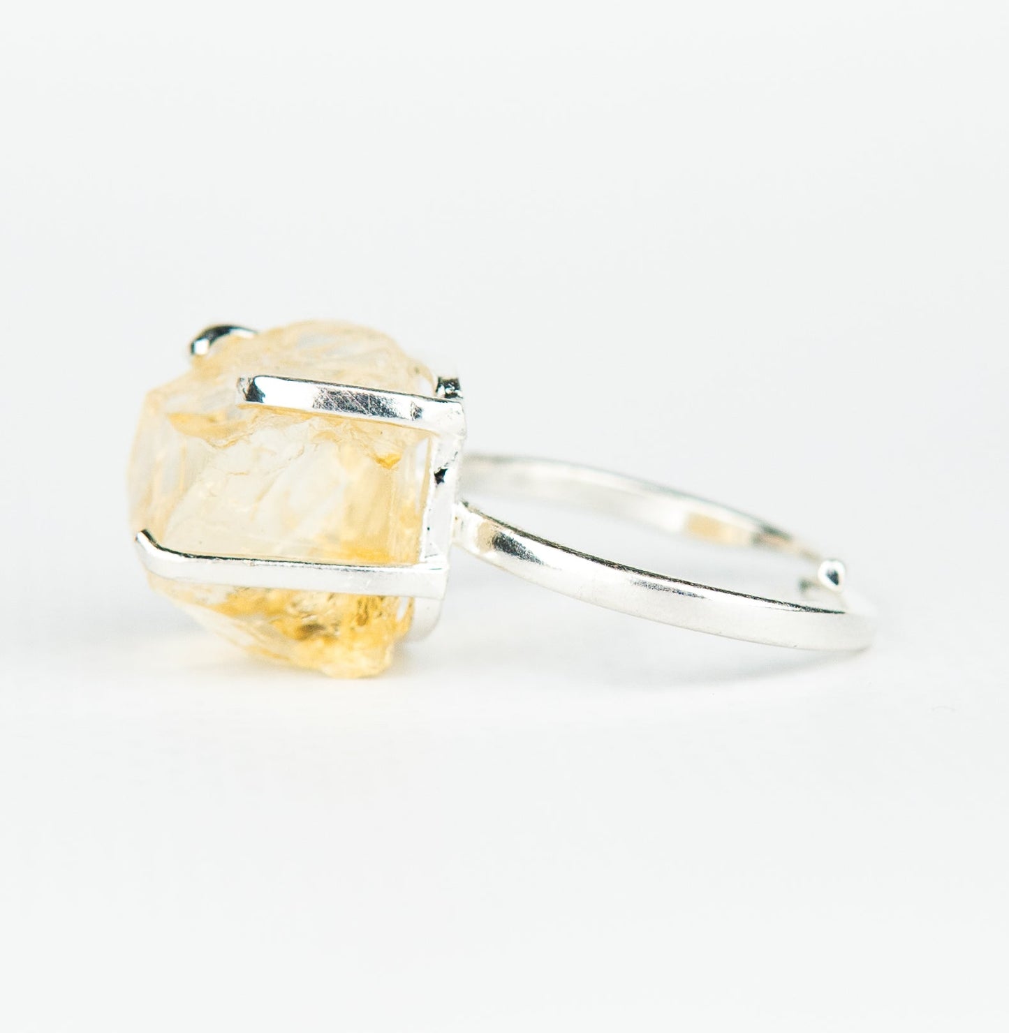 Каблучка з цитрином з посрібленням onesize Сt-56