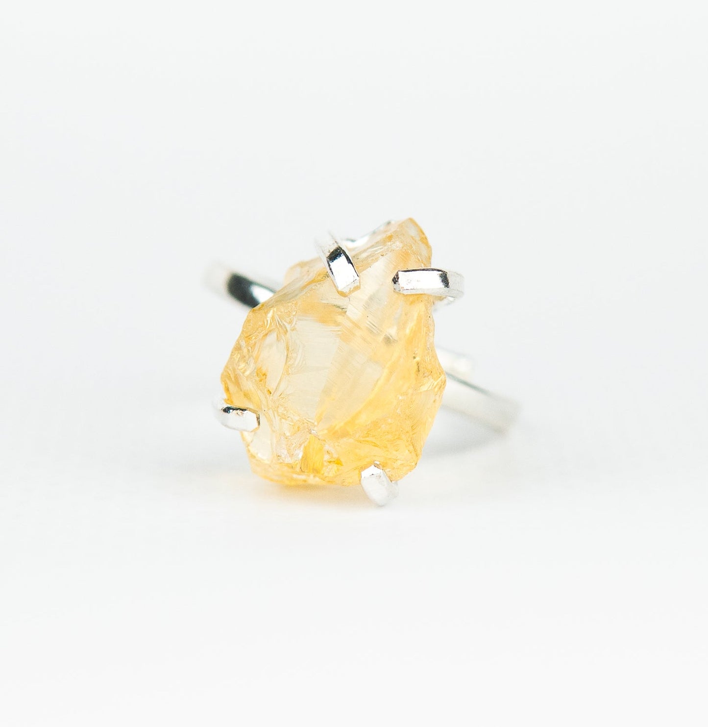 Каблучка з цитрином з посрібленням onesize Сt-58