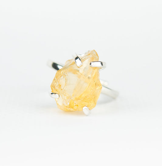 Каблучка з цитрином з посрібленням onesize Сt-58