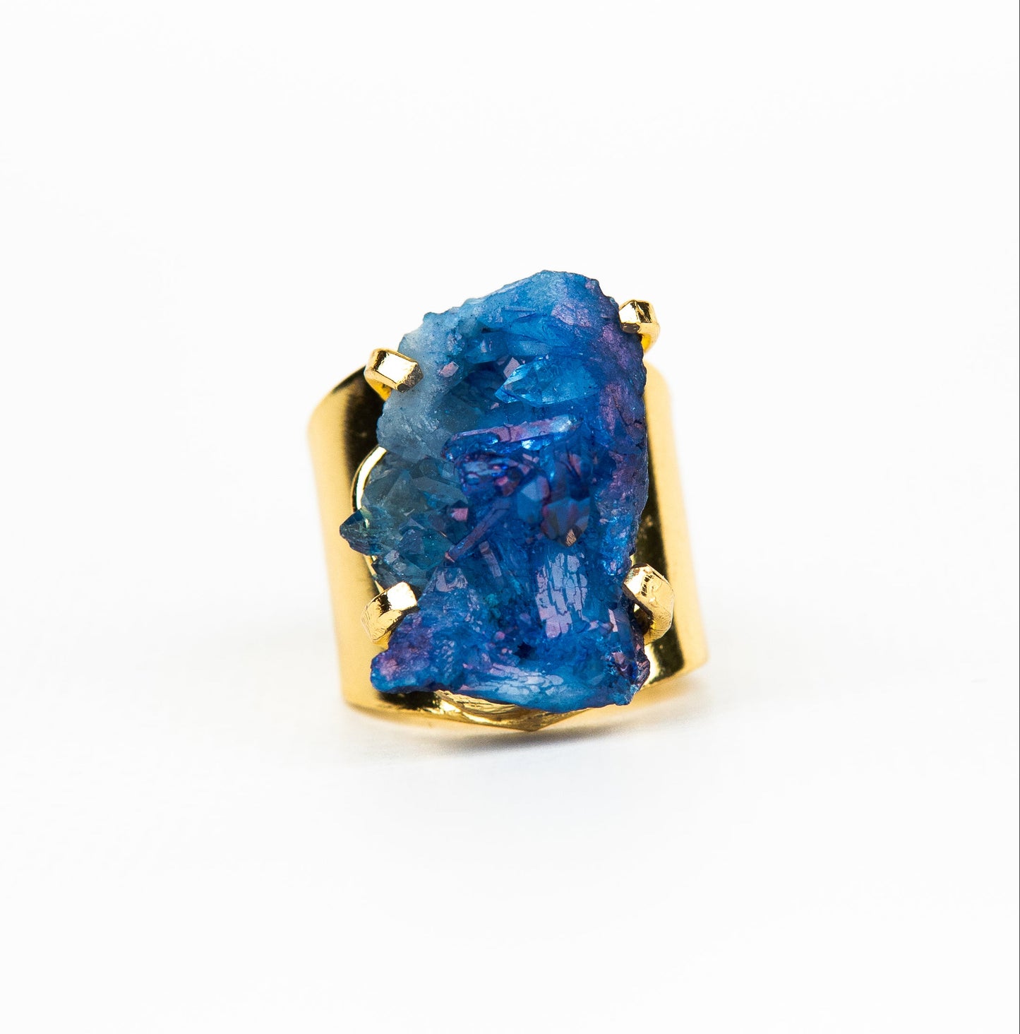 Каблучка з Синім кришталем з позолотою onesize Cr-2