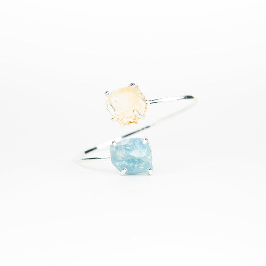 Браслет з Аквамарина та цитрина з посрібленням onesize AqCt-141