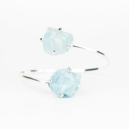 Браслет з Аквамарина  з посрібленням onesize Aq-155