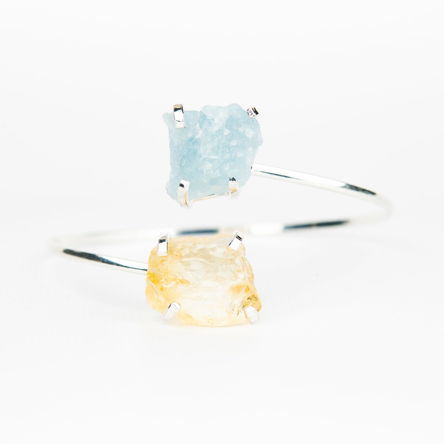 Браслет з Аквамарина та цитрина з посрібленням onesize AqCt-143