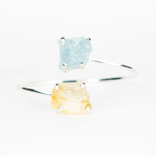 Браслет з Аквамарина та цитрина з посрібленням onesize AqCt-143