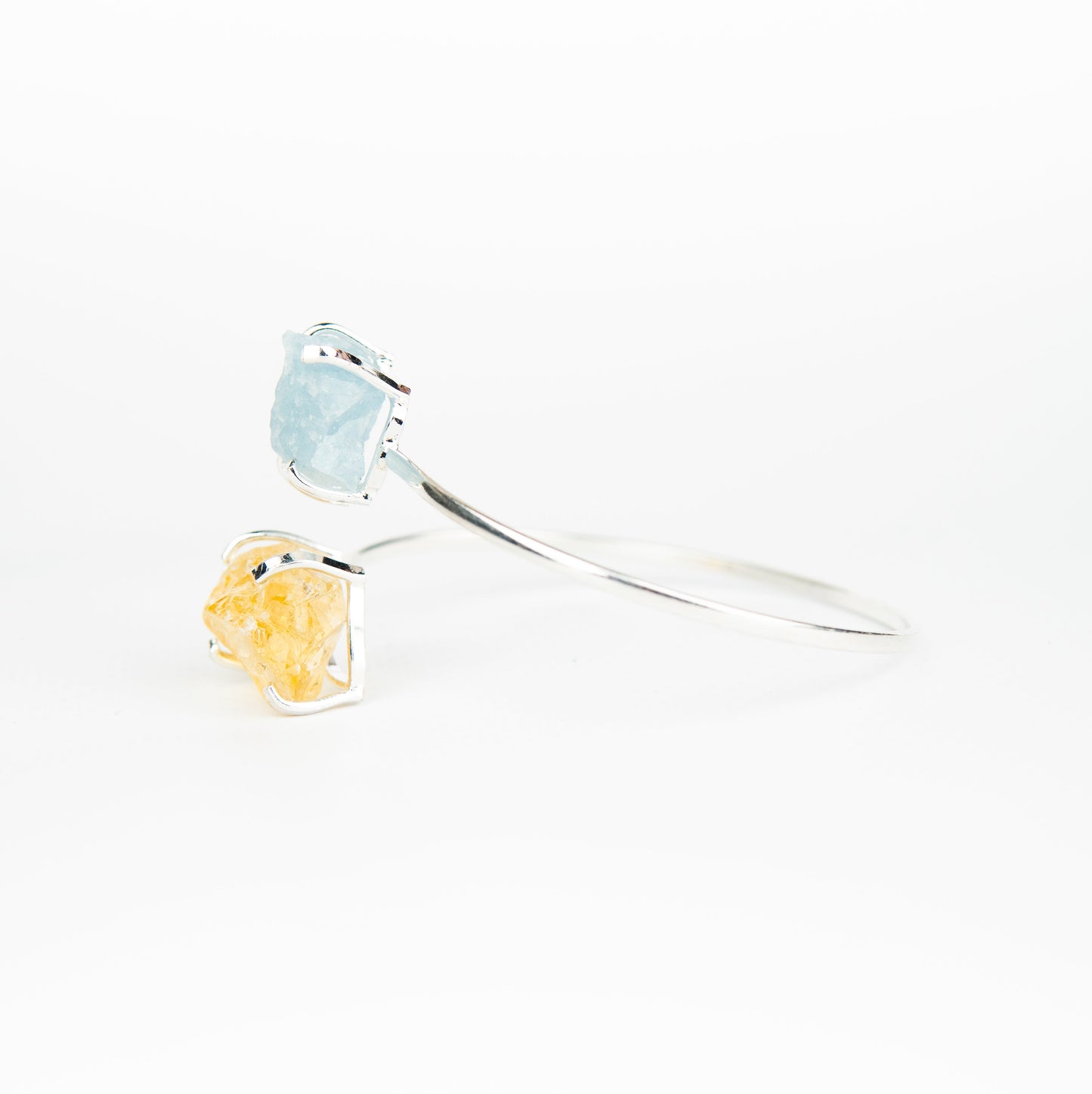 Браслет з Аквамарина та цитрина з посрібленням onesize AqCt-143