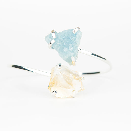 Браслет з Аквамарина та цитрина з посрібленням onesize AqCt-144