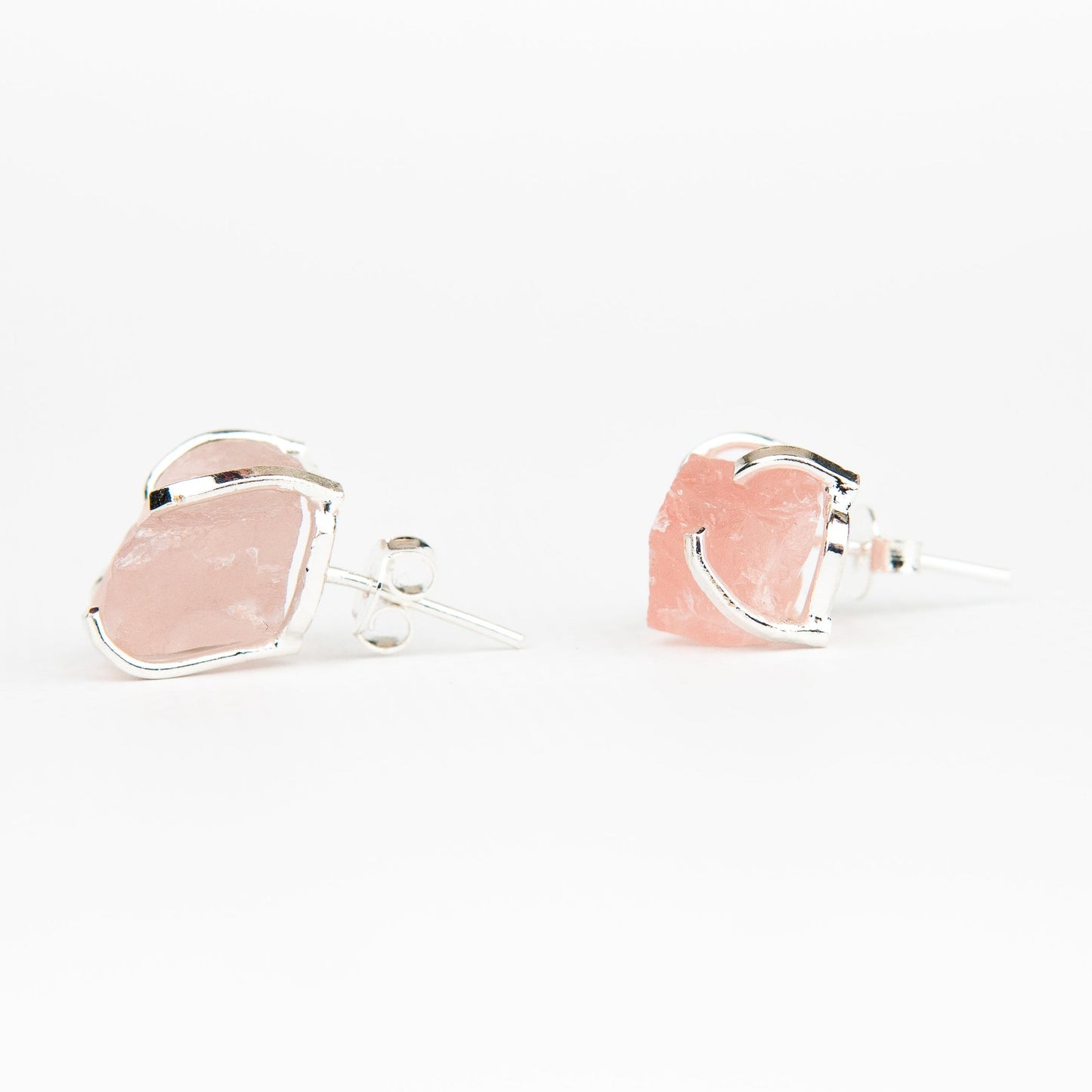Сережки з рожевим кварцом з посрібленням onesize Rq-2