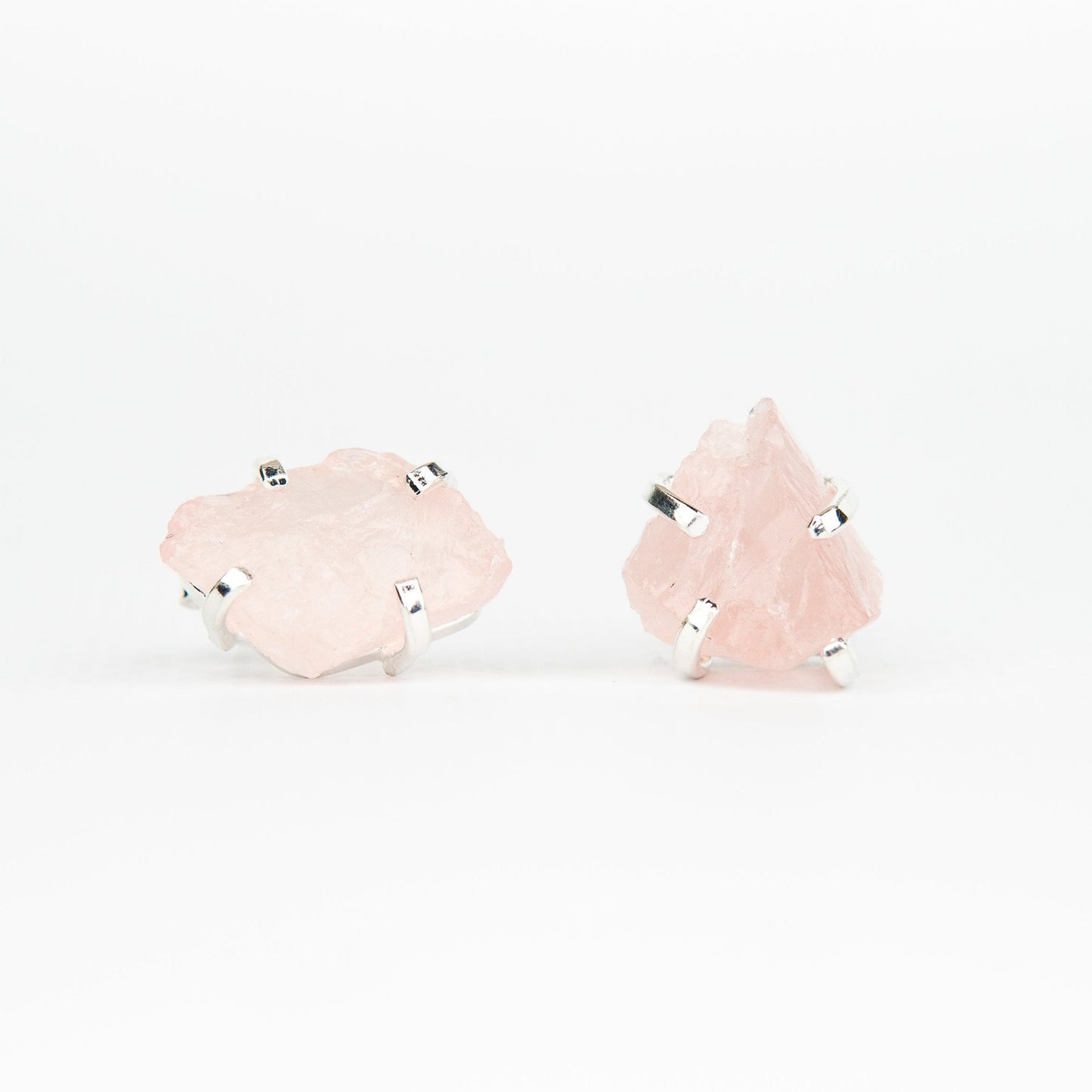Сережки з рожевим кварцом з посрібленням onesize Rq-3
