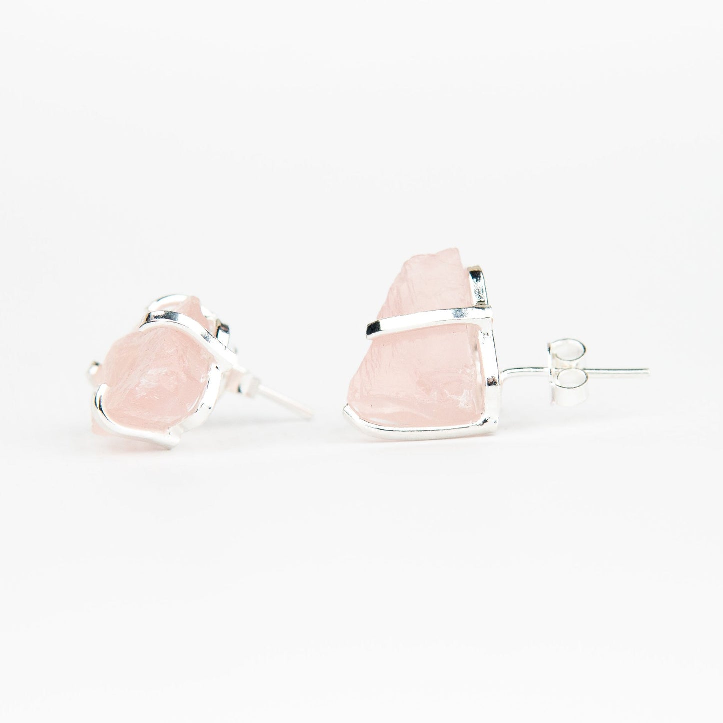 Сережки з рожевим кварцом з посрібленням onesize Rq-3